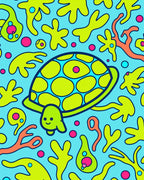 Whimsical Lime Green Turtle Ocean Buddy Rug