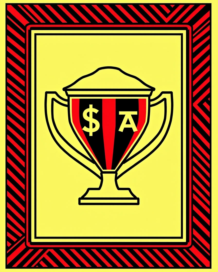 Bold Red Black Trophy Yellow Frame Rug