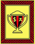 Bold Red Black Trophy Yellow Frame Rug