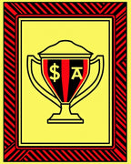 Bold Red Black Trophy Yellow Frame Rug