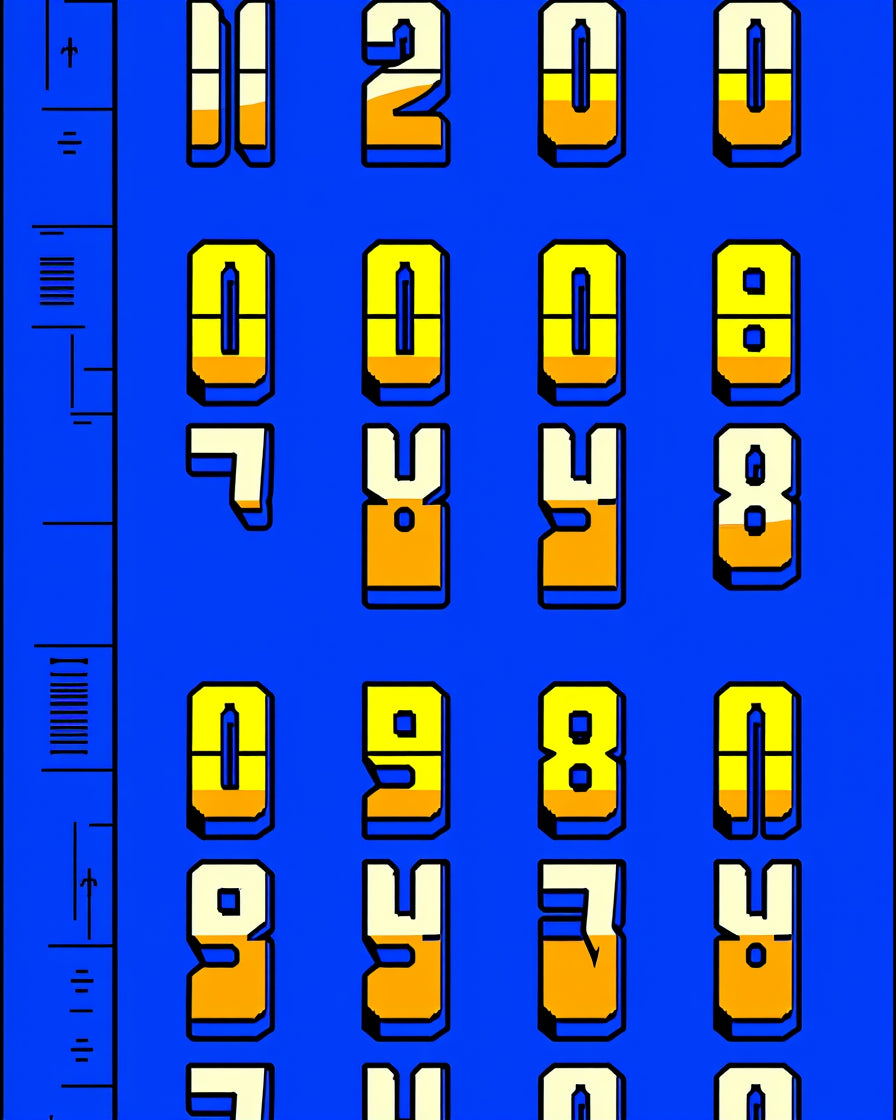 Bold Blue Yellow Geometric Numbers Rug