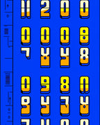 Bold Blue Yellow Geometric Numbers Rug