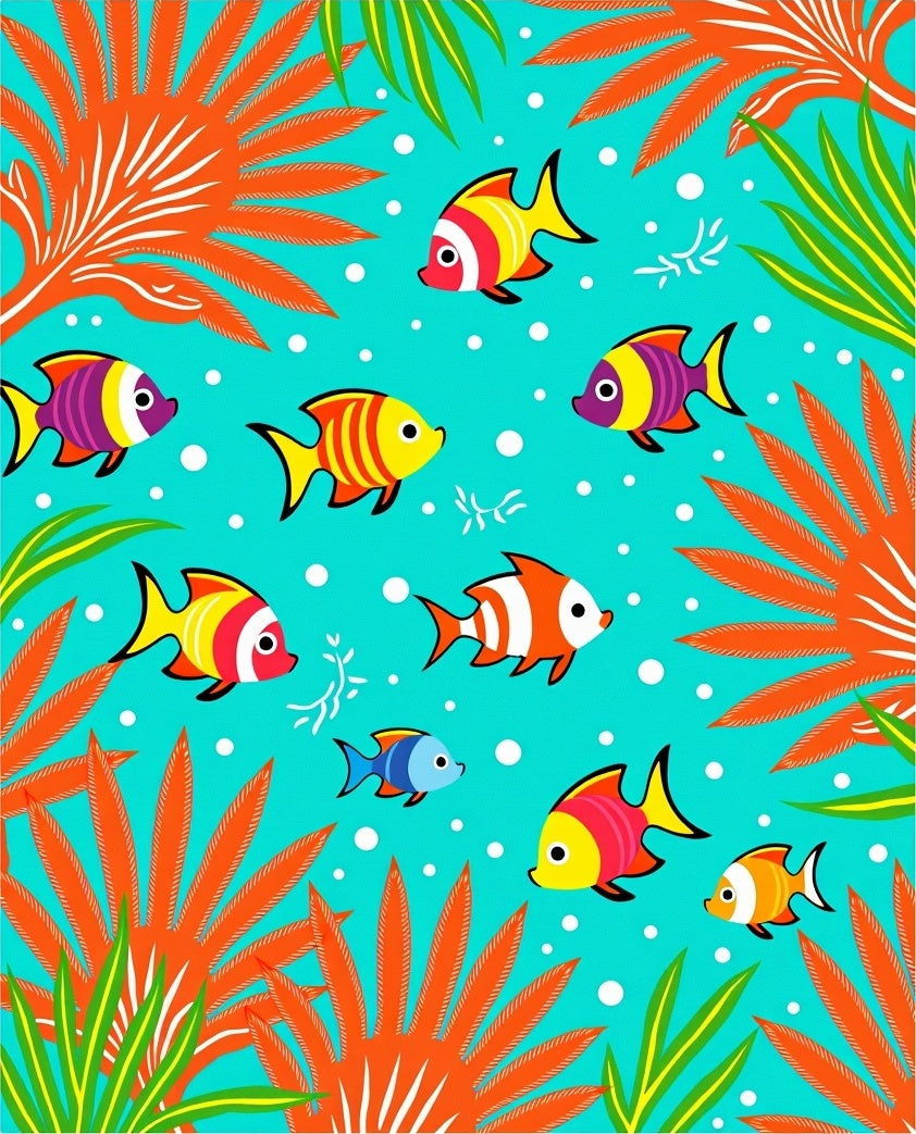 Vibrant Tropical Fish Coral Reef Rug