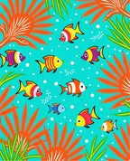 Vibrant Tropical Fish Coral Reef Rug