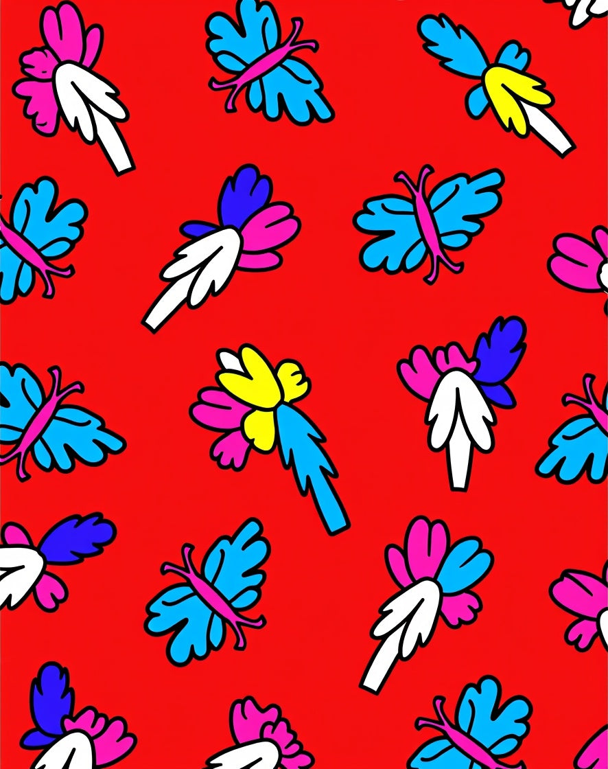 Vibrant Butterflies and Flowers Garden Rug