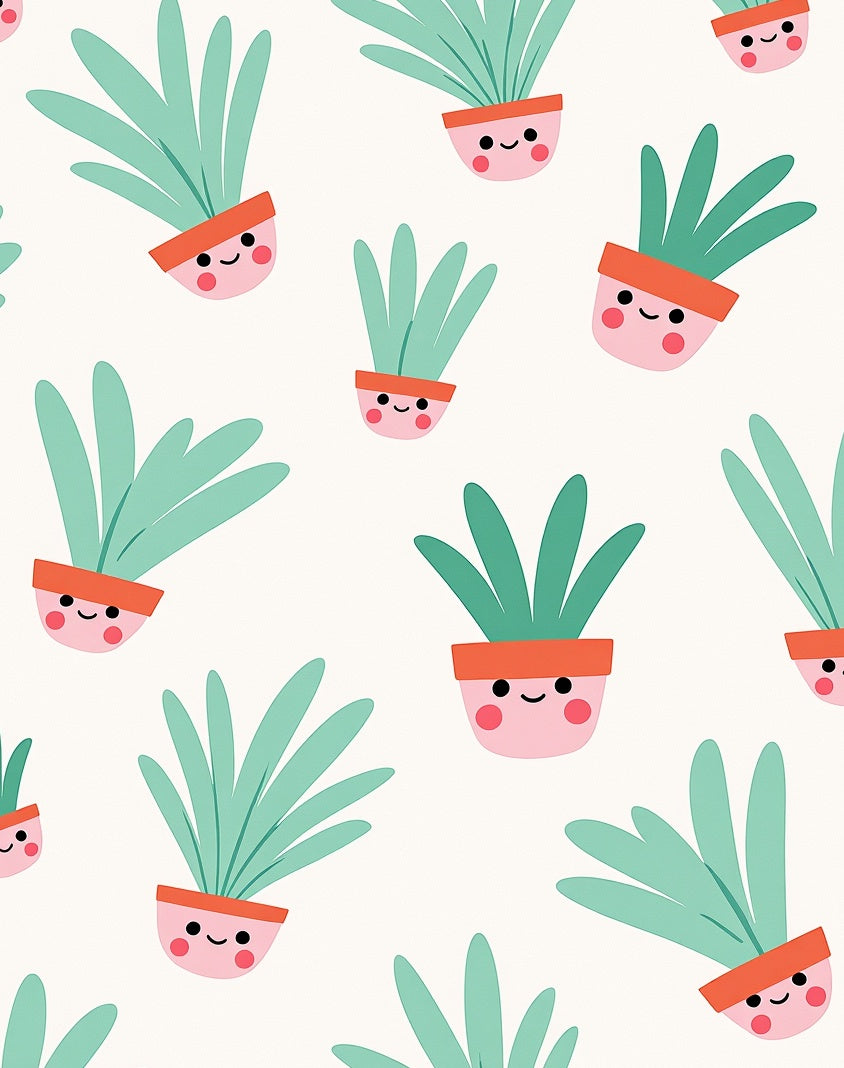 Whimsical Potted Plants Playful Arrangement Rug