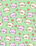 Kawaii Pink Cream Cat Hearts Rug