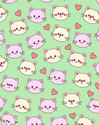 Kawaii Pink Cream Cat Hearts Rug