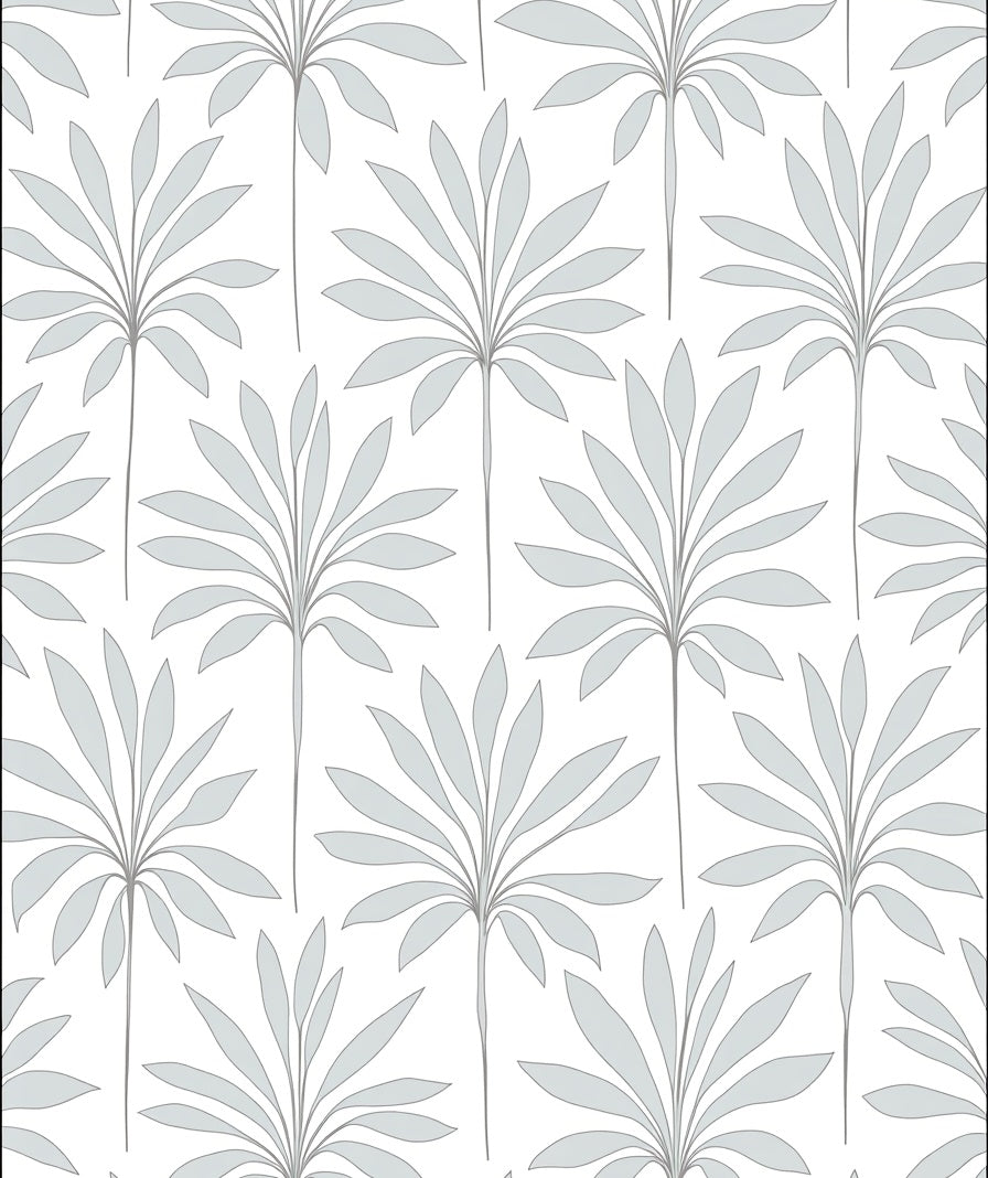 Light Gray Palm Frond Overlay Rug