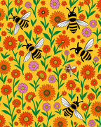 Retro Sunflowers and Bees Artwork Rug