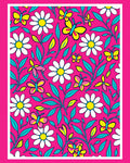 Whimsical Pink Floral Butterfly Garden Rug