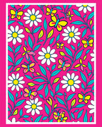Whimsical Pink Floral Butterfly Garden Rug