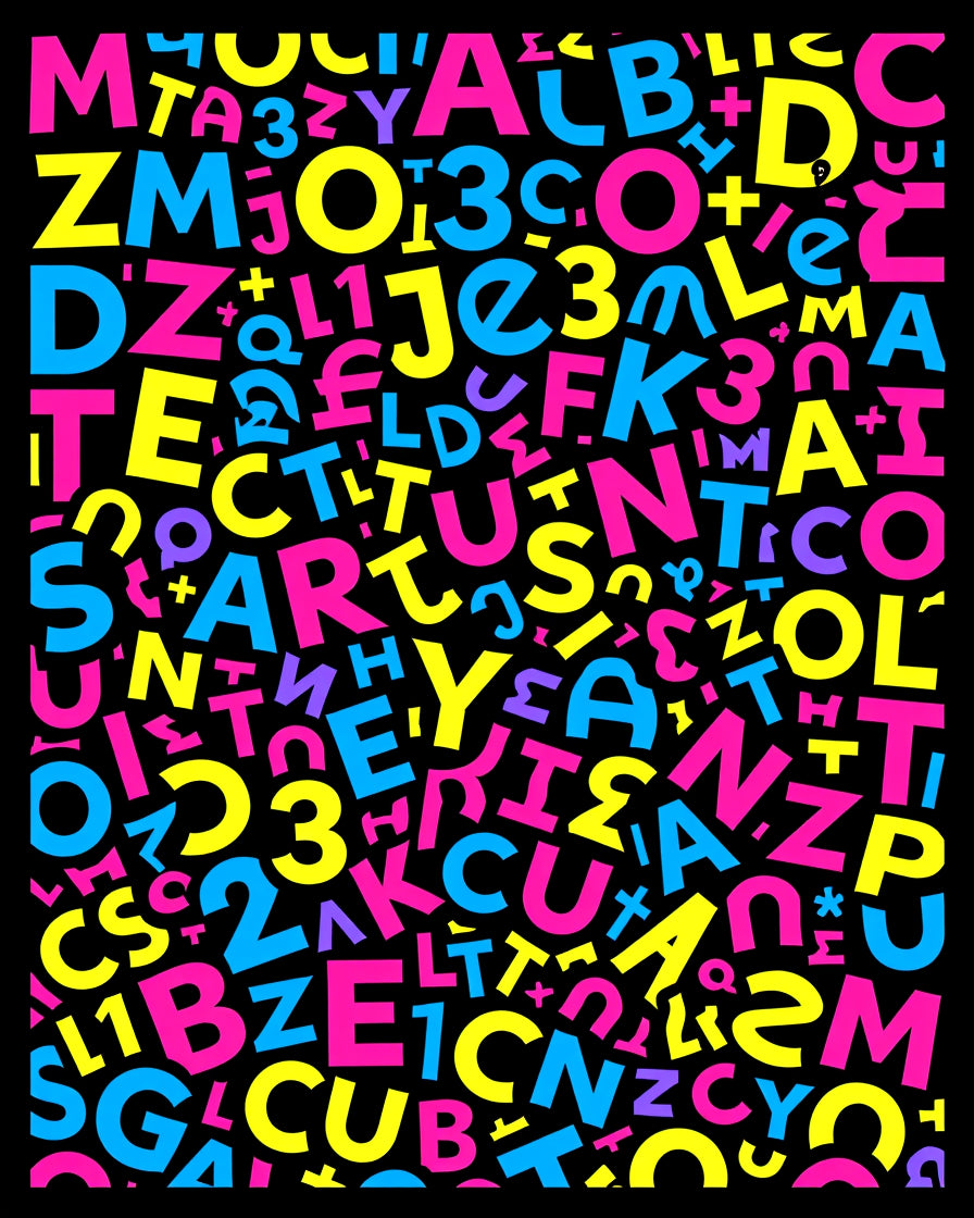 Vibrant Alphabet Collage Rug