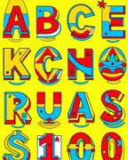 Bold Red Yellow Blue Alphabet Graphic Rug