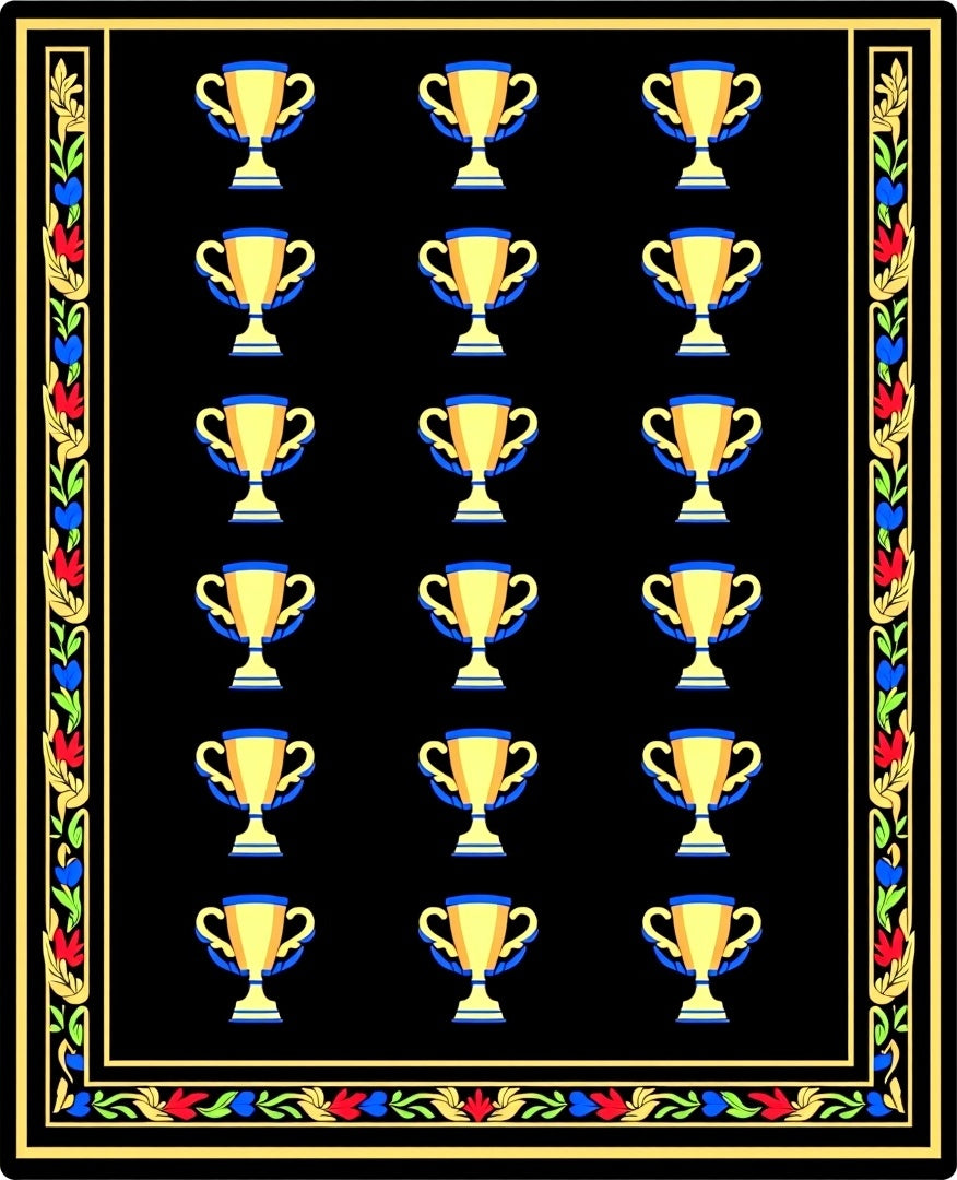 Golden Trophy Collection on Black Rug