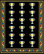 Golden Trophy Collection on Black Rug