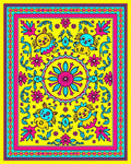 Vibrant Yellow Whimsical Creatures Floral Rug