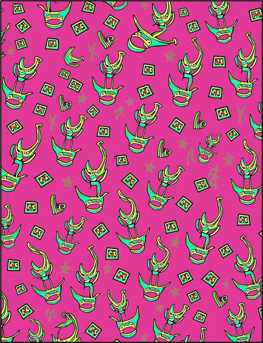Vibrant Pink Futuristic Abstract Forms Rug