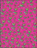 Vibrant Pink Futuristic Abstract Forms Rug