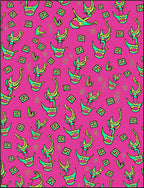 Vibrant Pink Futuristic Abstract Forms Rug