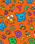 Orange Whimsical Alphabet Animal Fun Rug