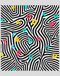 Colorful Alphabet Black White Swirl Rug