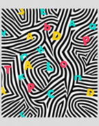 Colorful Alphabet Black White Swirl Rug