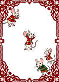 Red Mice Playing Border Design Rug