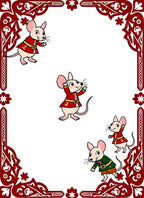 Red Mice Playing Border Design Rug