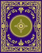 Royal Blue Gold Floral Medallion Rug