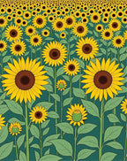 Golden Sunflowers Covering Teal Field Rug