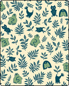 Whimsical Teal Creatures Leafy Garden Rug