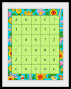 Psychedelic Floral Alphabet Grid Rug