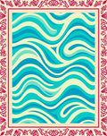 Turquoise Aqua Swirl Border Rug