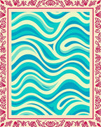 Turquoise Aqua Swirl Border Rug