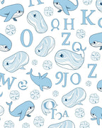 Blue Whales Among Alphabet Blobs Rug