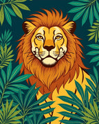 Lush Emerald Jungle Lion Portrait Rug