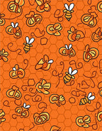 Orange Honeycomb Bees Illustration Rug
