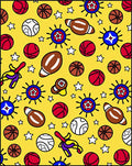 Whimsical Yellow Sports Ball Collection Rug