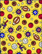 Whimsical Yellow Sports Ball Collection Rug