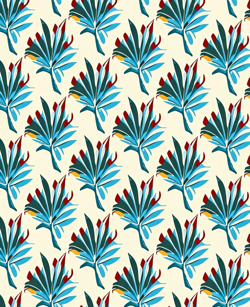 Vibrant Teal Leafy Botanical Arrangement Rug
