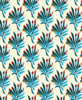 Vibrant Teal Leafy Botanical Arrangement Rug