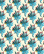 Vibrant Teal Leafy Botanical Arrangement Rug