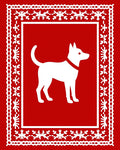 Red White Canine Folk Art Rug
