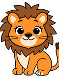 Cute Orange Lion Cub Illustration Rug