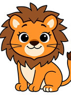 Cute Orange Lion Cub Illustration Rug