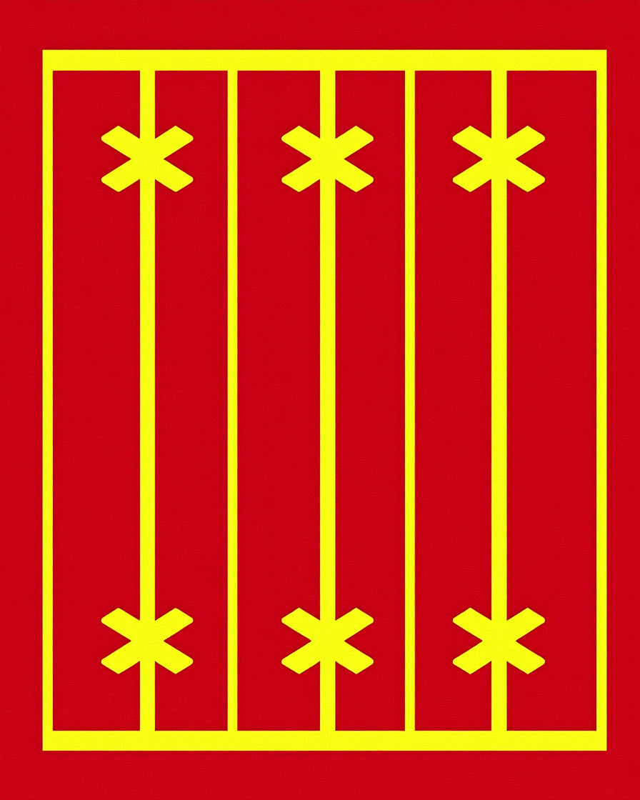Bold Yellow Star Geometric Red Rug