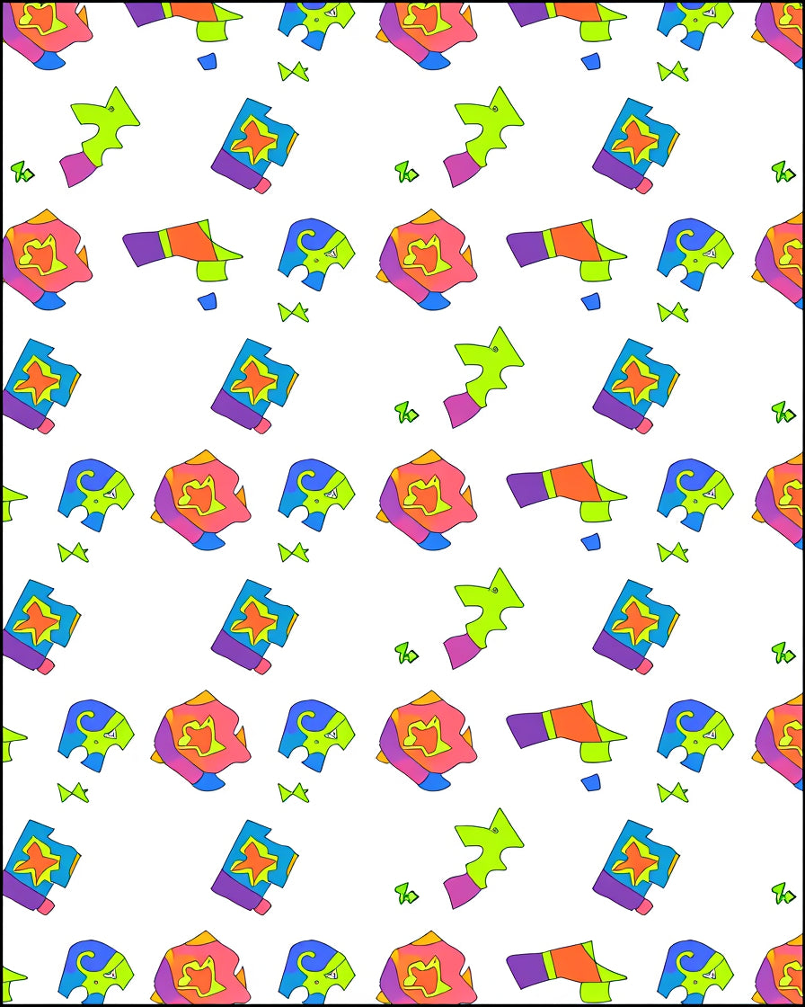 Quirky Multi-Colored Abstract Shapes Collection Rug
