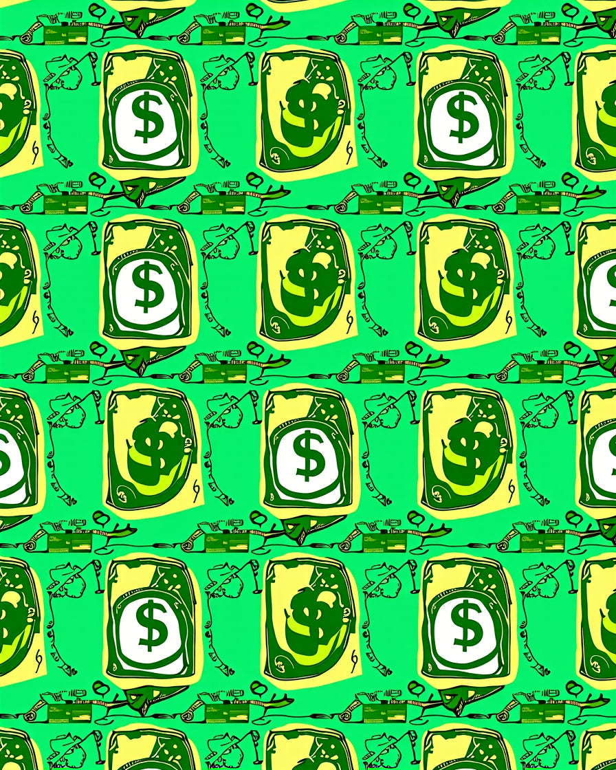 Green Dollar Sign Monetary Icons Rug