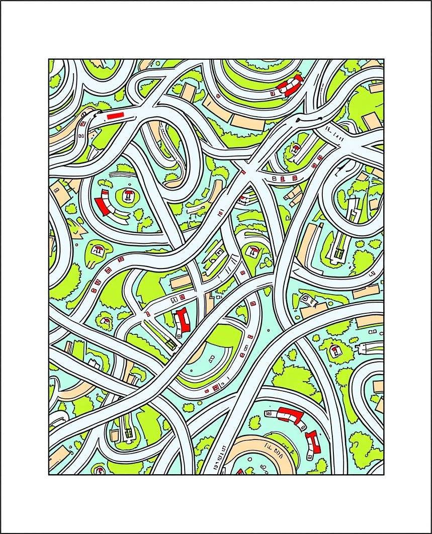 Abstract Cityscape Highway Overpass Rug